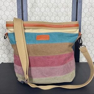 Oris Striped Canvas Crossbody Shoulder Bag - OBO
